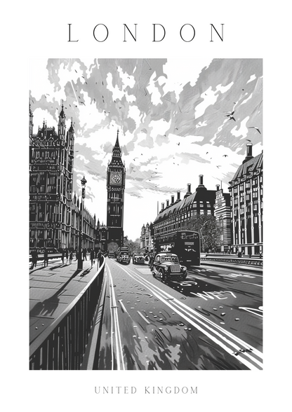 Poster - London - schwarz-weiß Stadtposter 006