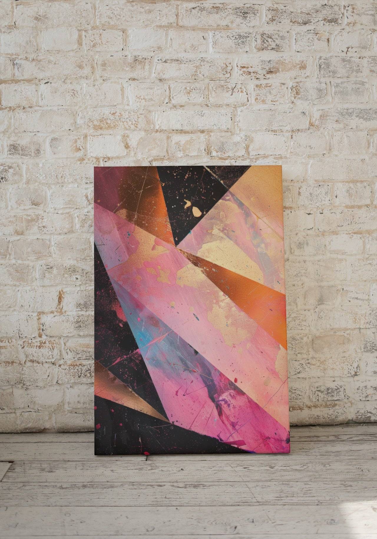 Premium Wandbild - Abstrakt | Kunstwerk Acryl in rosa, schwarz und gold