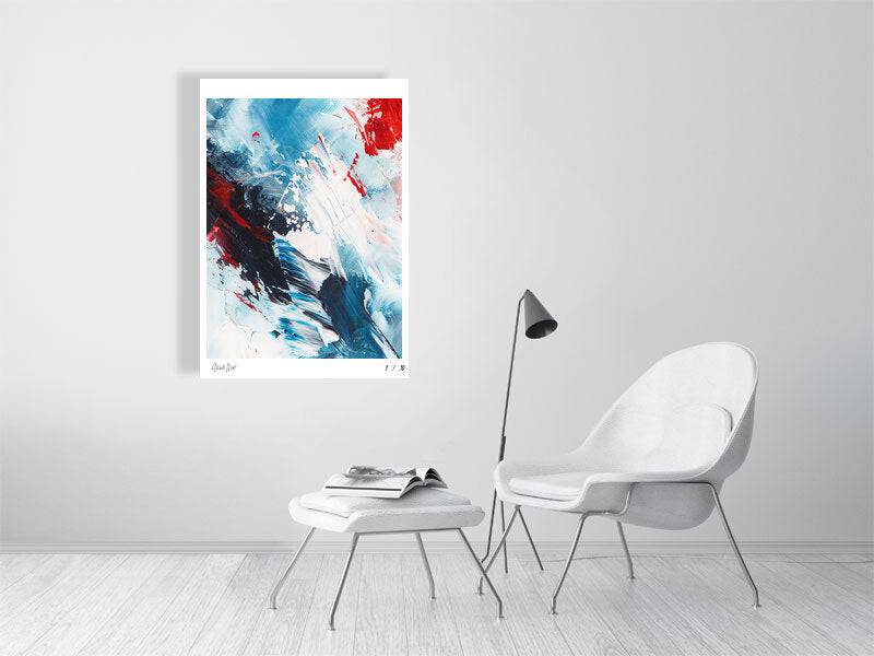 Kunstdruck - Abstraktes Bild in Blau, Schwarz, Rot und Weiß_IV