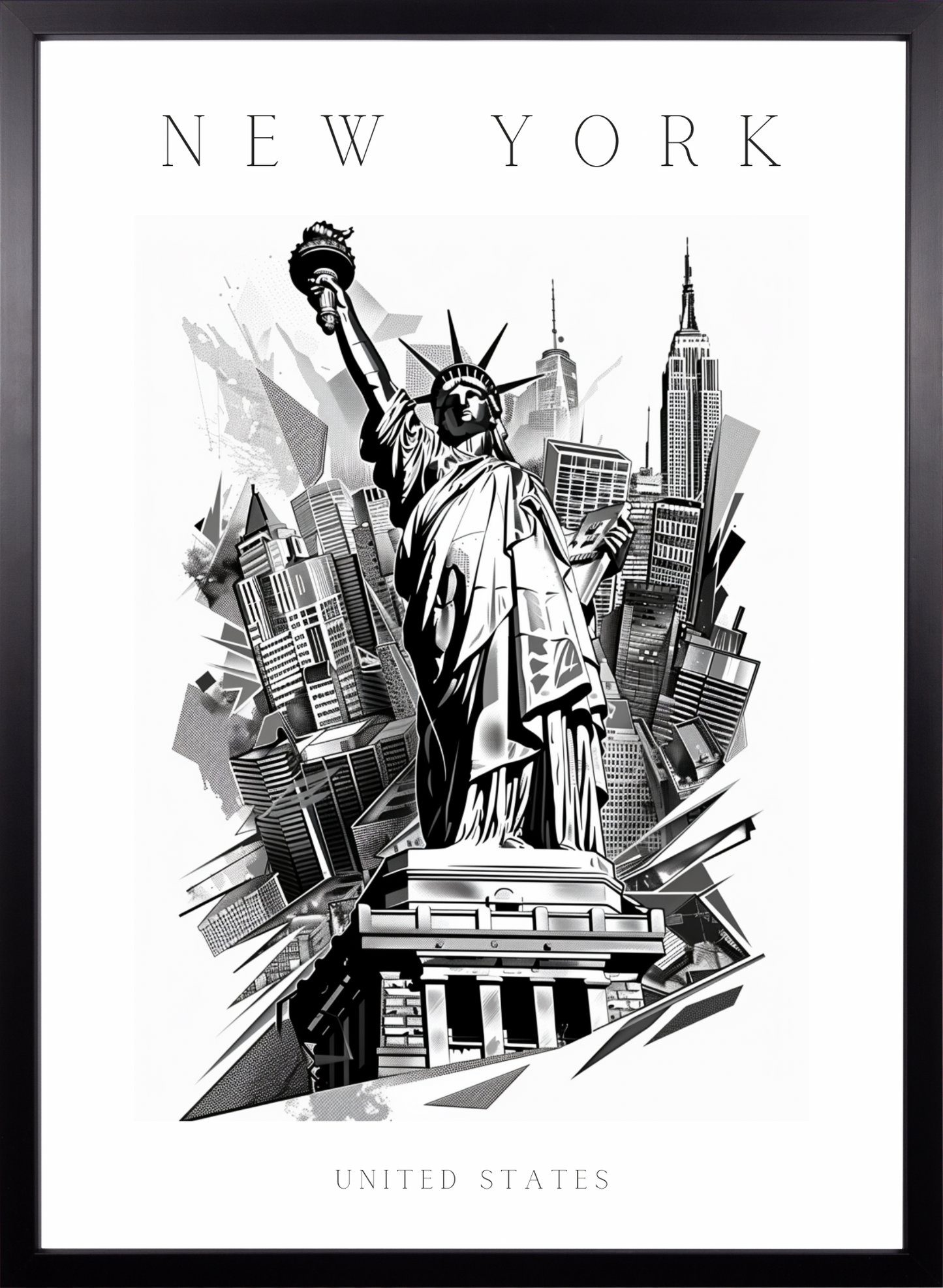 Poster - New York - Freiheitsstatue - schwarz-weiß Stadtposter 002