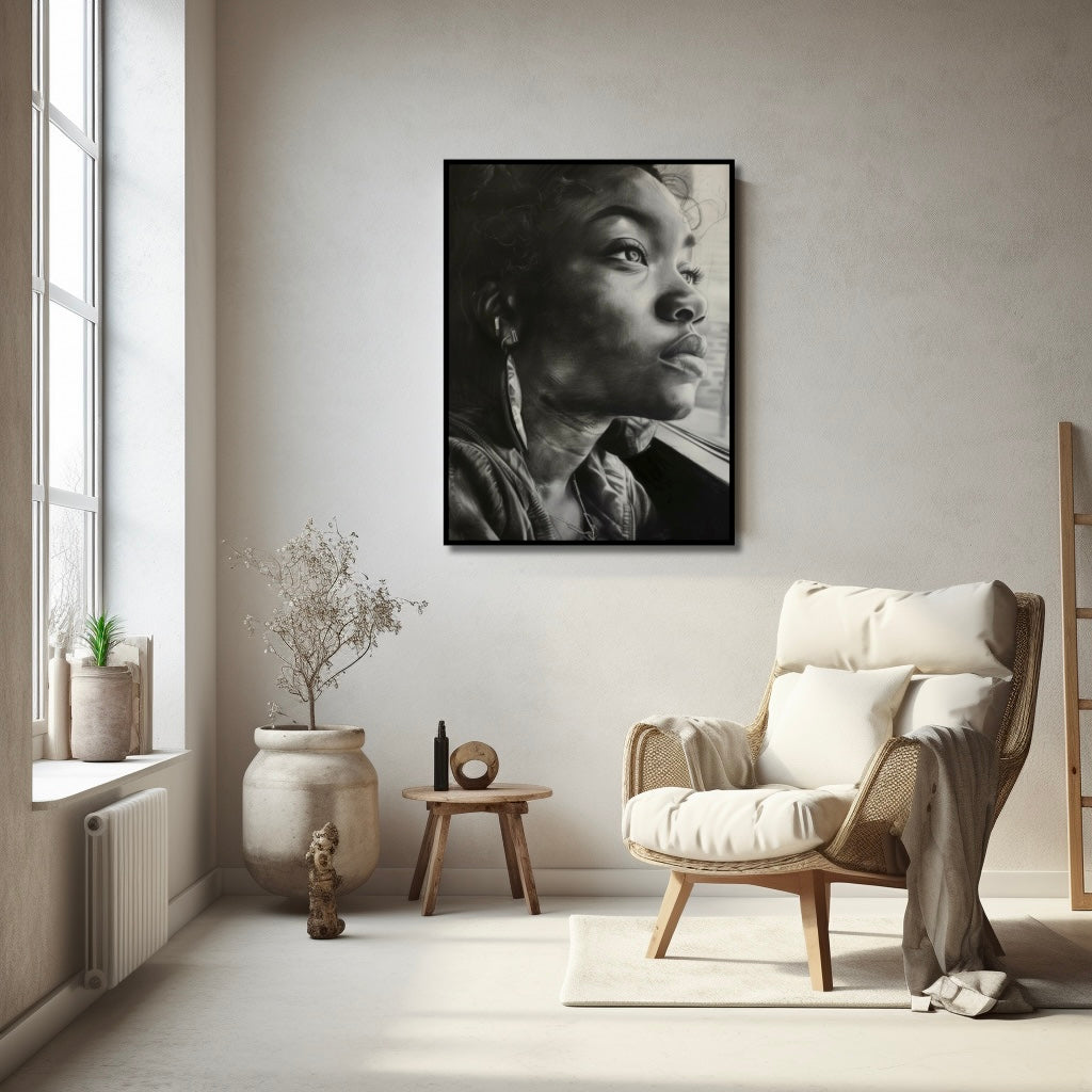 modernes Wandbild - Porträt | portrait of beautiful african woman with black hair
