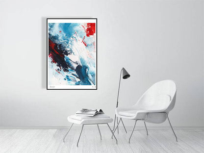 Kunstdruck - Abstraktes Bild in Blau, Schwarz, Rot und Weiß_IV
