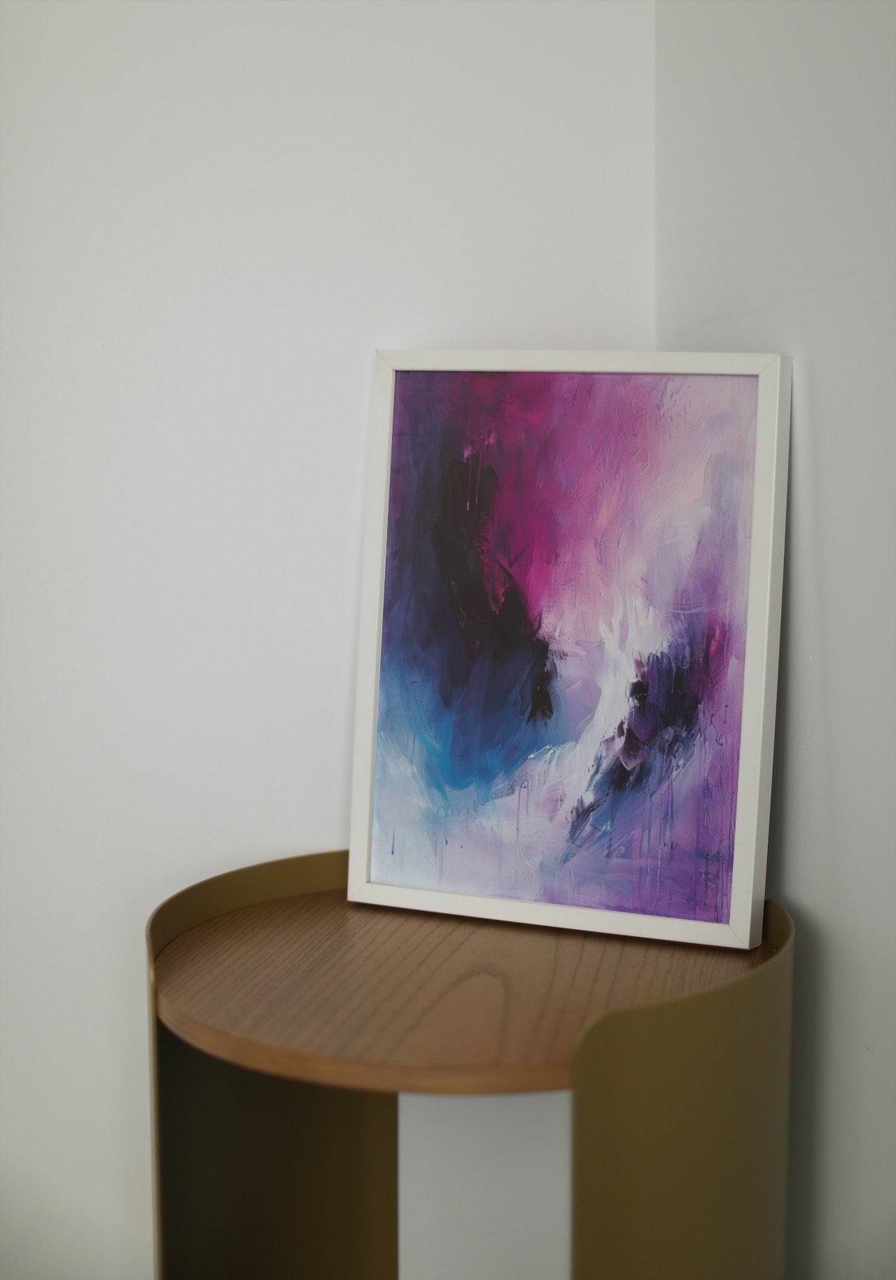 Premium Wandbild - Abstrakt | Kunstwerk Acryl in violett und blau