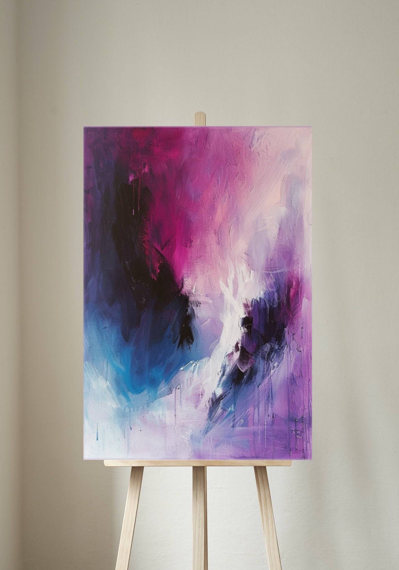 Premium Wandbild - Abstrakt | Kunstwerk Acryl in violett und blau