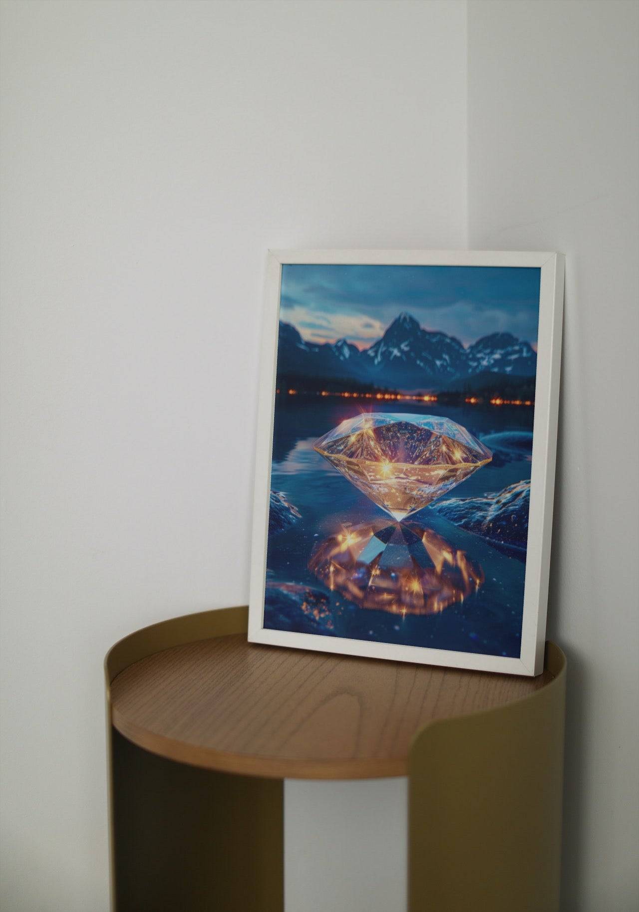 Premium Wandbild - Abstrakt | Diamant vor Bergsee