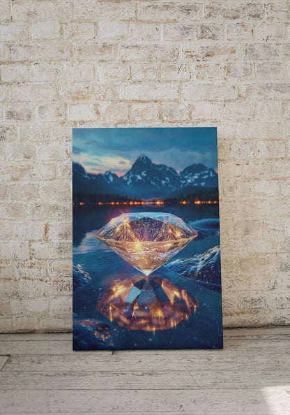 Premium Wandbild - Abstrakt | Diamant vor Bergsee