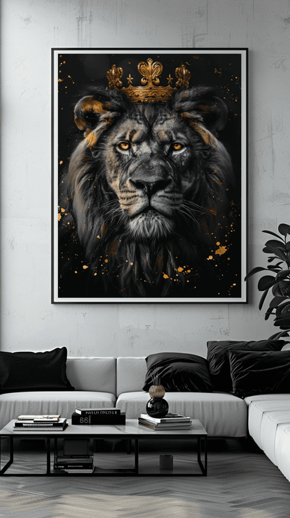 Premium Wandbild - Tiere | Kunstwerk Löwe mit Krone