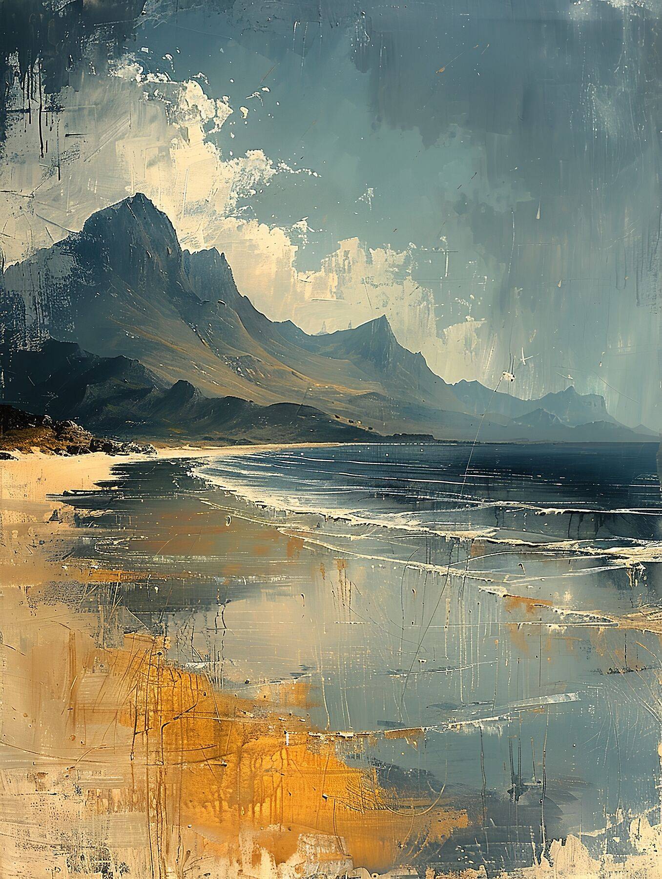 Kunstdruck - Strand_Meer_und_Berge - Gilberto Morét