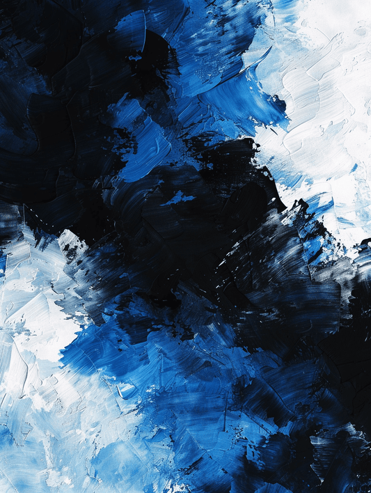 Premium Wandbild - Abstrakt | Kunstwerk in blau, weiß und schwarz