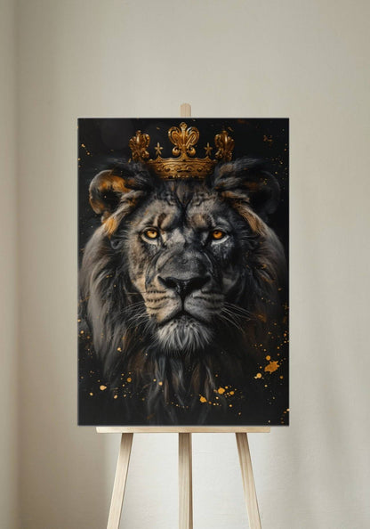 Premium Wandbild - Tiere | Kunstwerk Löwe mit Krone