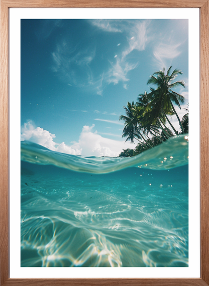 Poster - Meerblick und Palmen unter Wasser - Strandposter 004