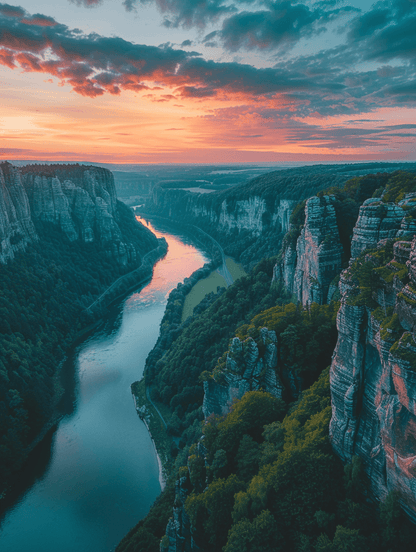 Premium Wandbild - Natur | Sonnenaufgang Elbsandsteingebirge