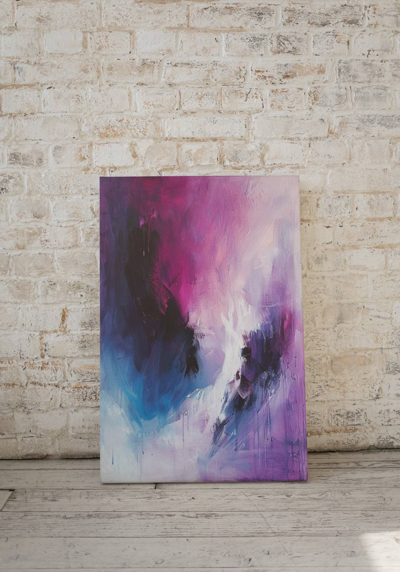 Premium Wandbild - Abstrakt | Kunstwerk Acryl in violett und blau