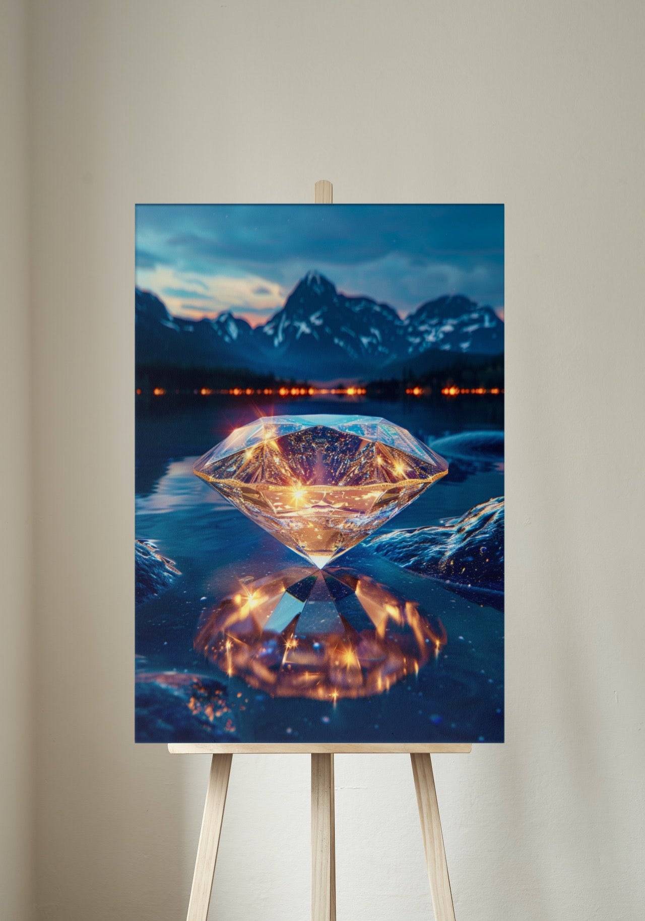 Premium Wandbild - Abstrakt | Diamant vor Bergsee