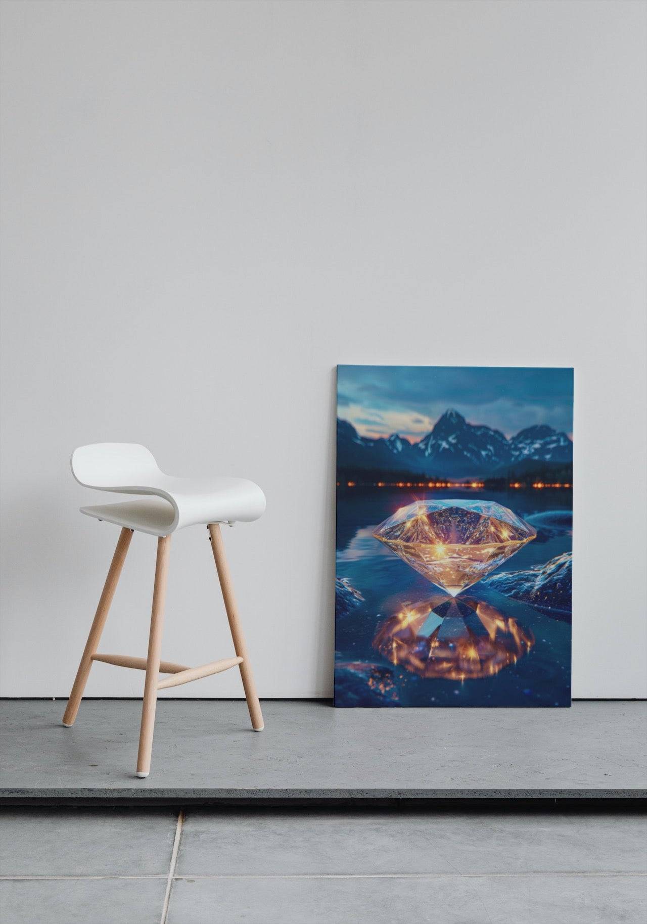 Premium Wandbild - Abstrakt | Diamant vor Bergsee