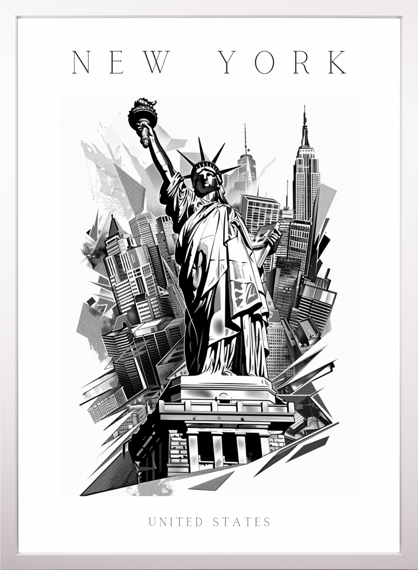 Poster - New York - Freiheitsstatue - schwarz-weiß Stadtposter 002