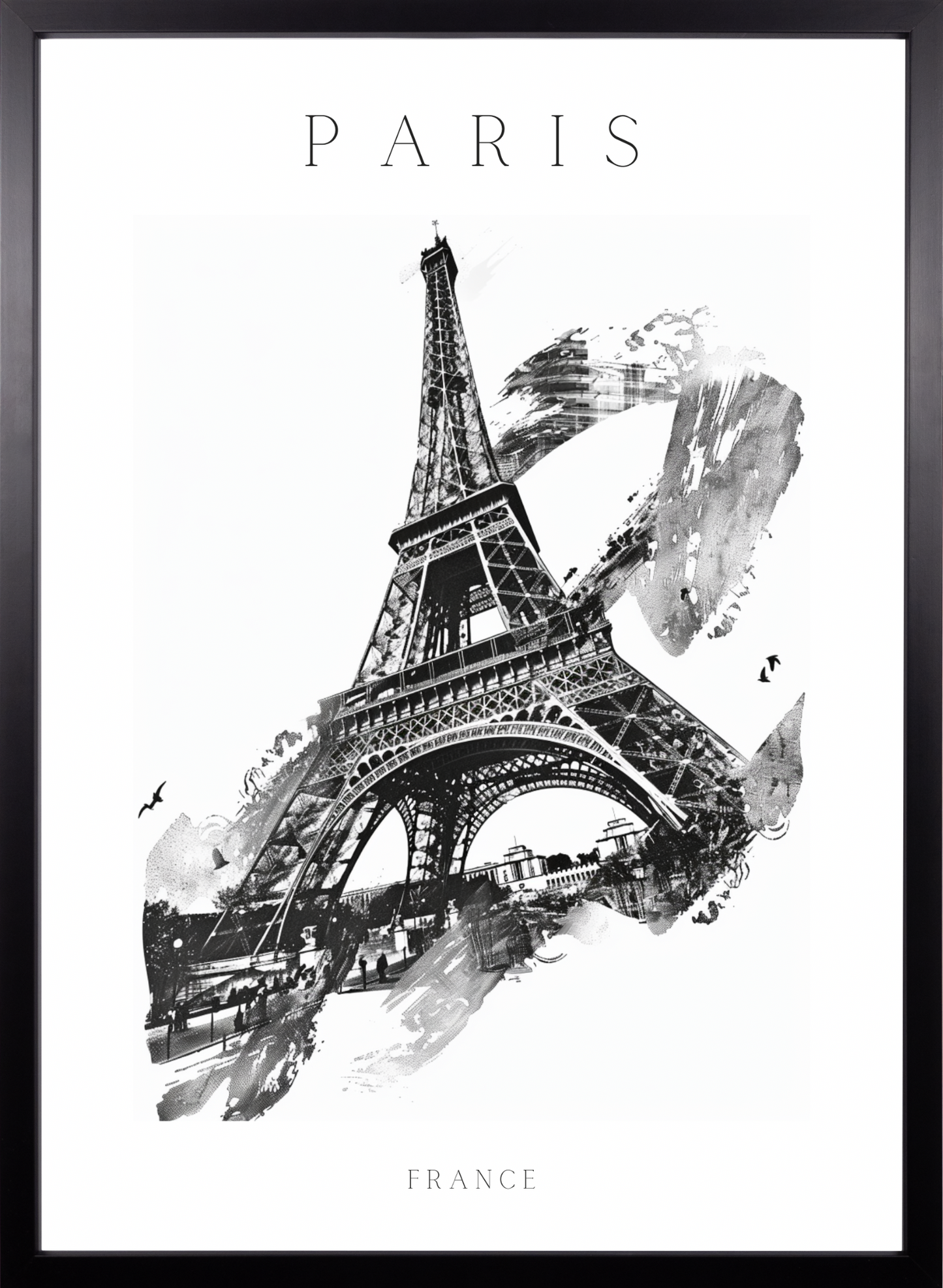 Poster - Paris - Eiffelturm - schwarz-weiß Stadtposter 008