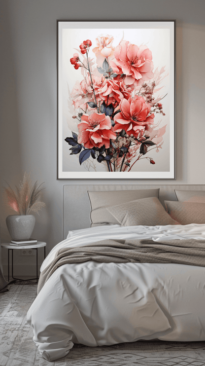 Schlafzimmer Wandbild - Natur | Kunstwerk modernes Blumenbukett