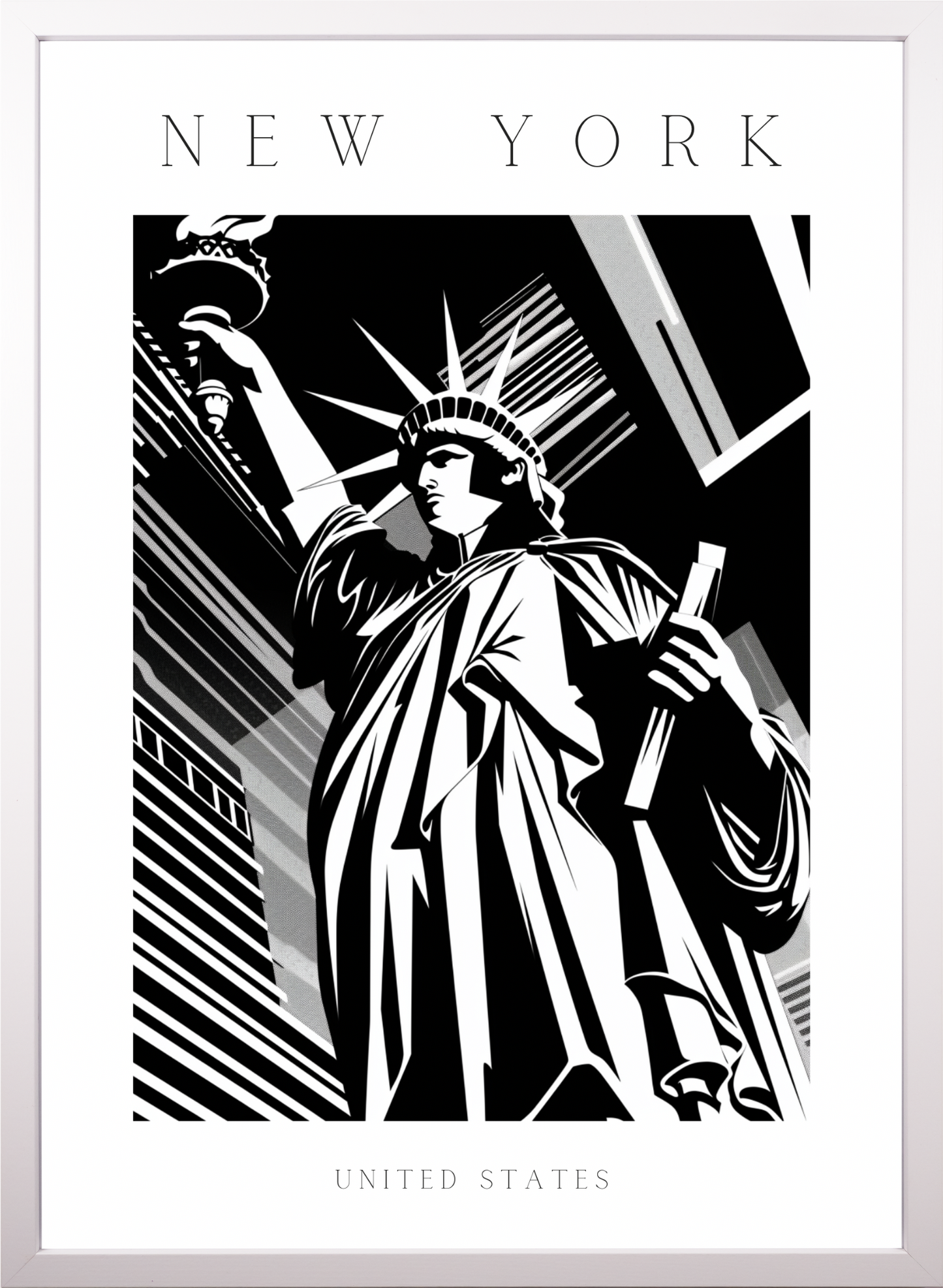 Poster - New York - Freiheitsstatue - schwarz-weiß Stadtposter 001