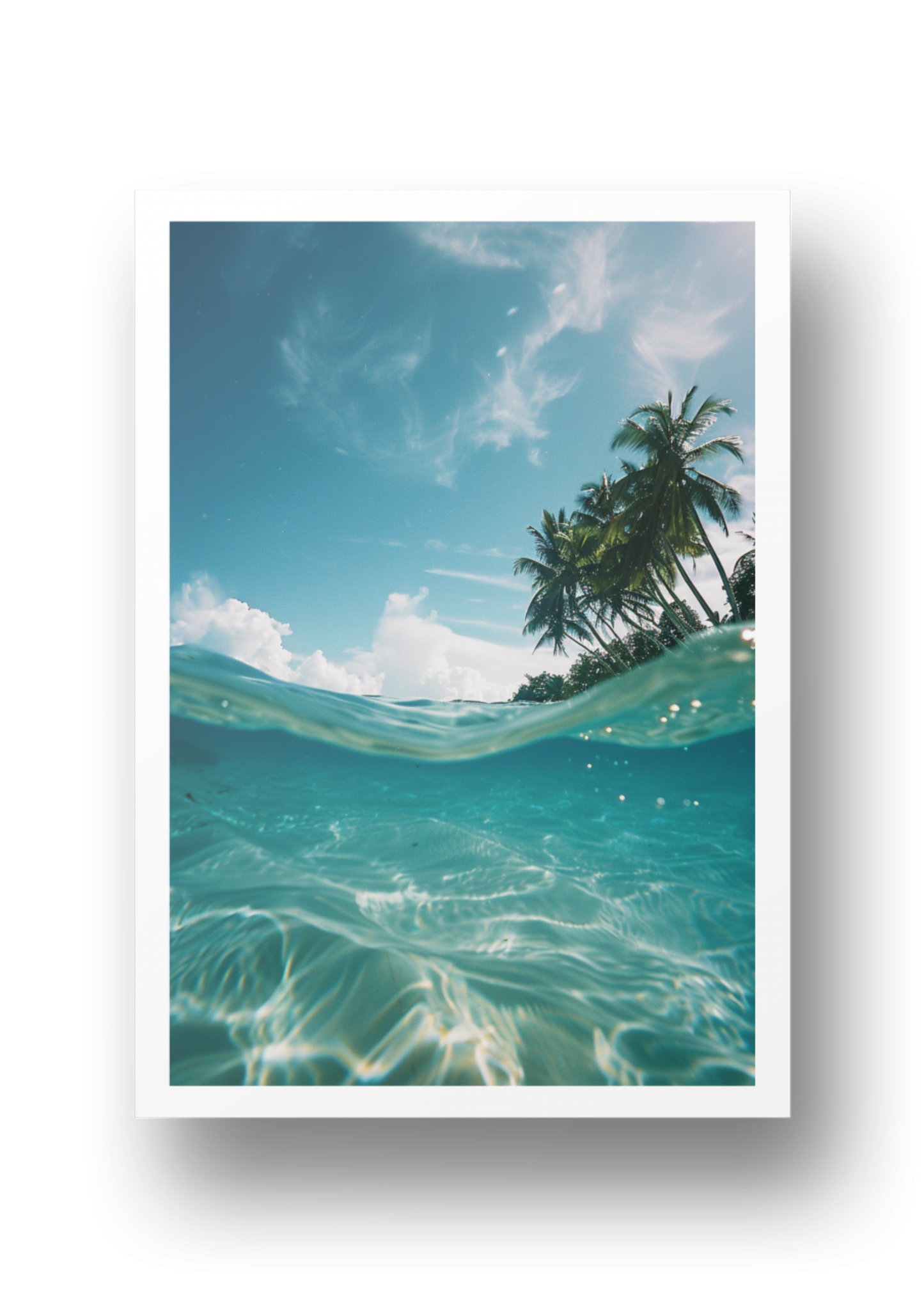 Poster - Meerblick und Palmen unter Wasser - Strandposter 004