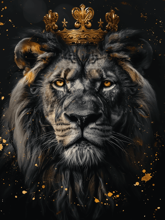 Premium Wandbild - Tiere | Kunstwerk Löwe mit Krone