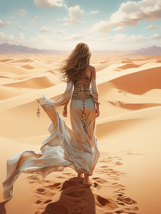 modernes Wandbild | scandinavian style artwork of woman in desert