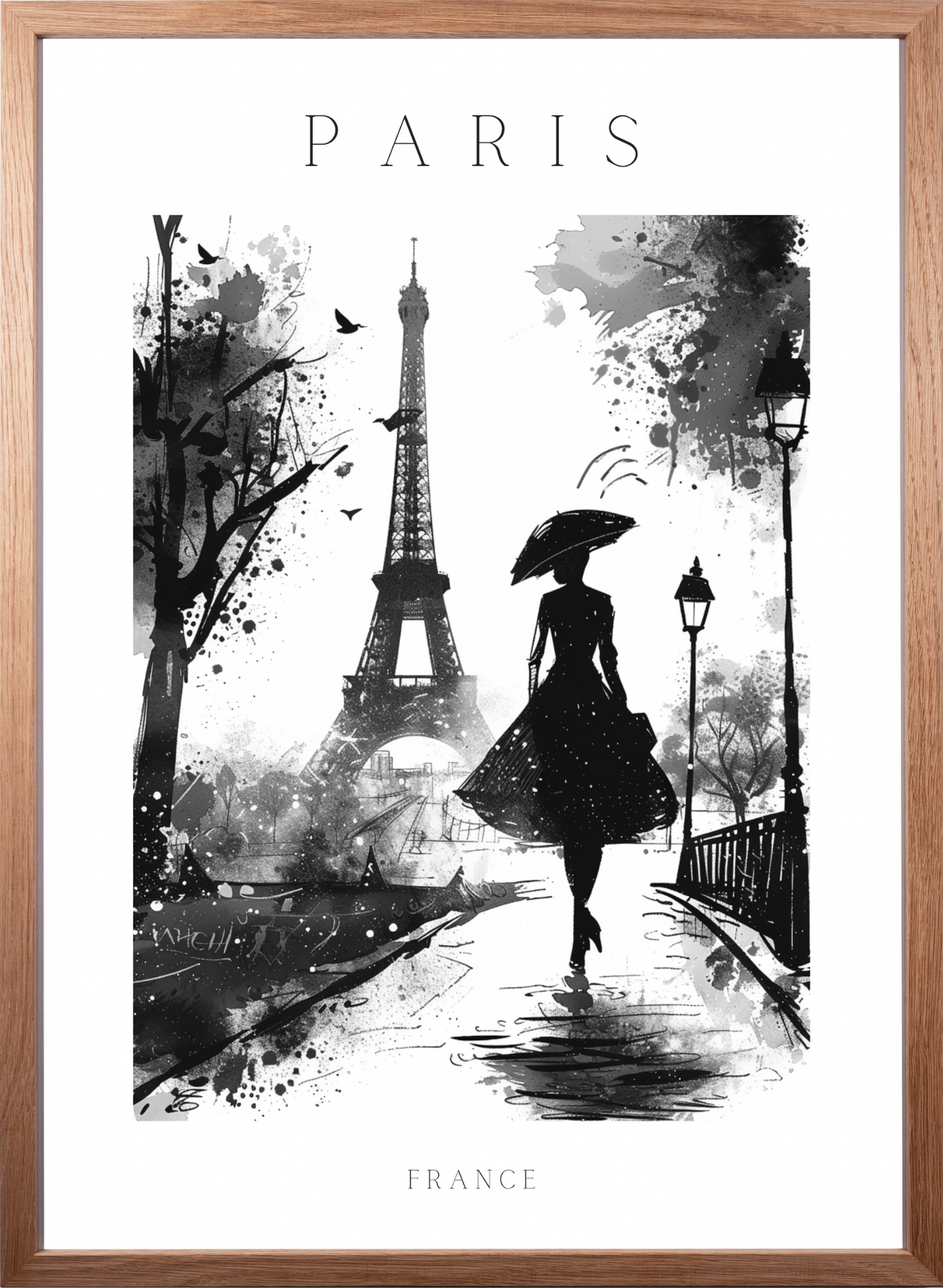 Poster - Paris - Eiffelturm - schwarz-weiß Stadtposter 007