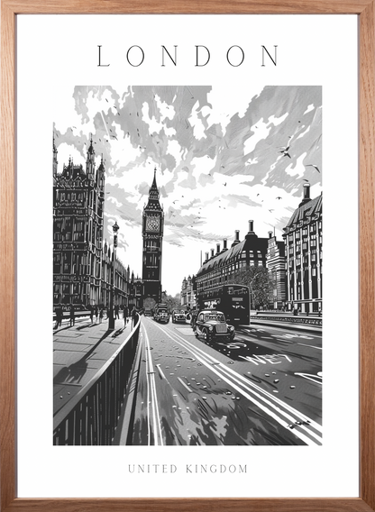 Poster - London - schwarz-weiß Stadtposter 006