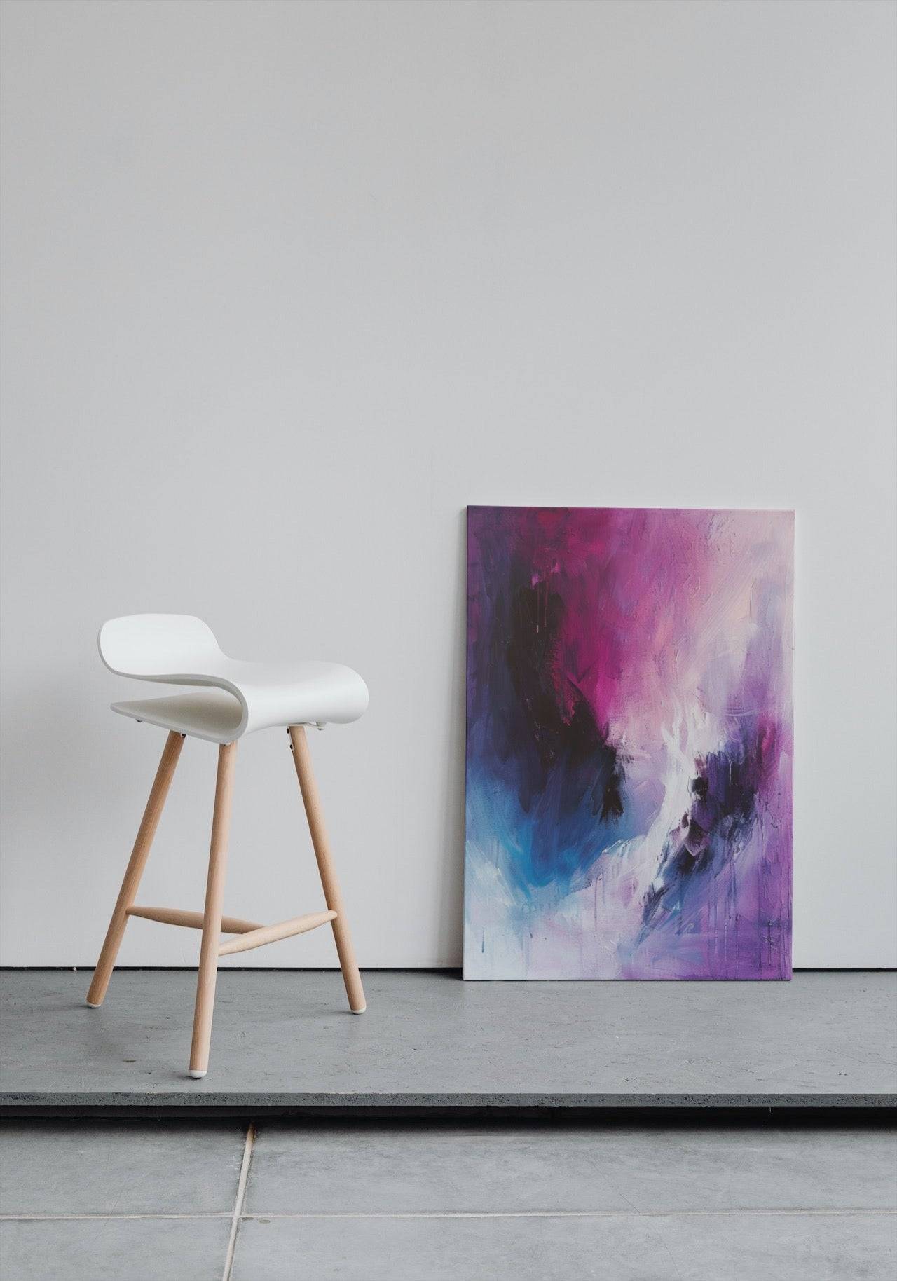 Premium Wandbild - Abstrakt | Kunstwerk Acryl in violett und blau