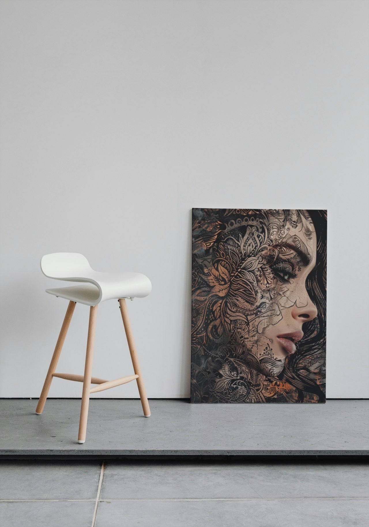 Premium Wandbild - Abstrakt | Kunstwerk Portrait Frau mit Tattoos