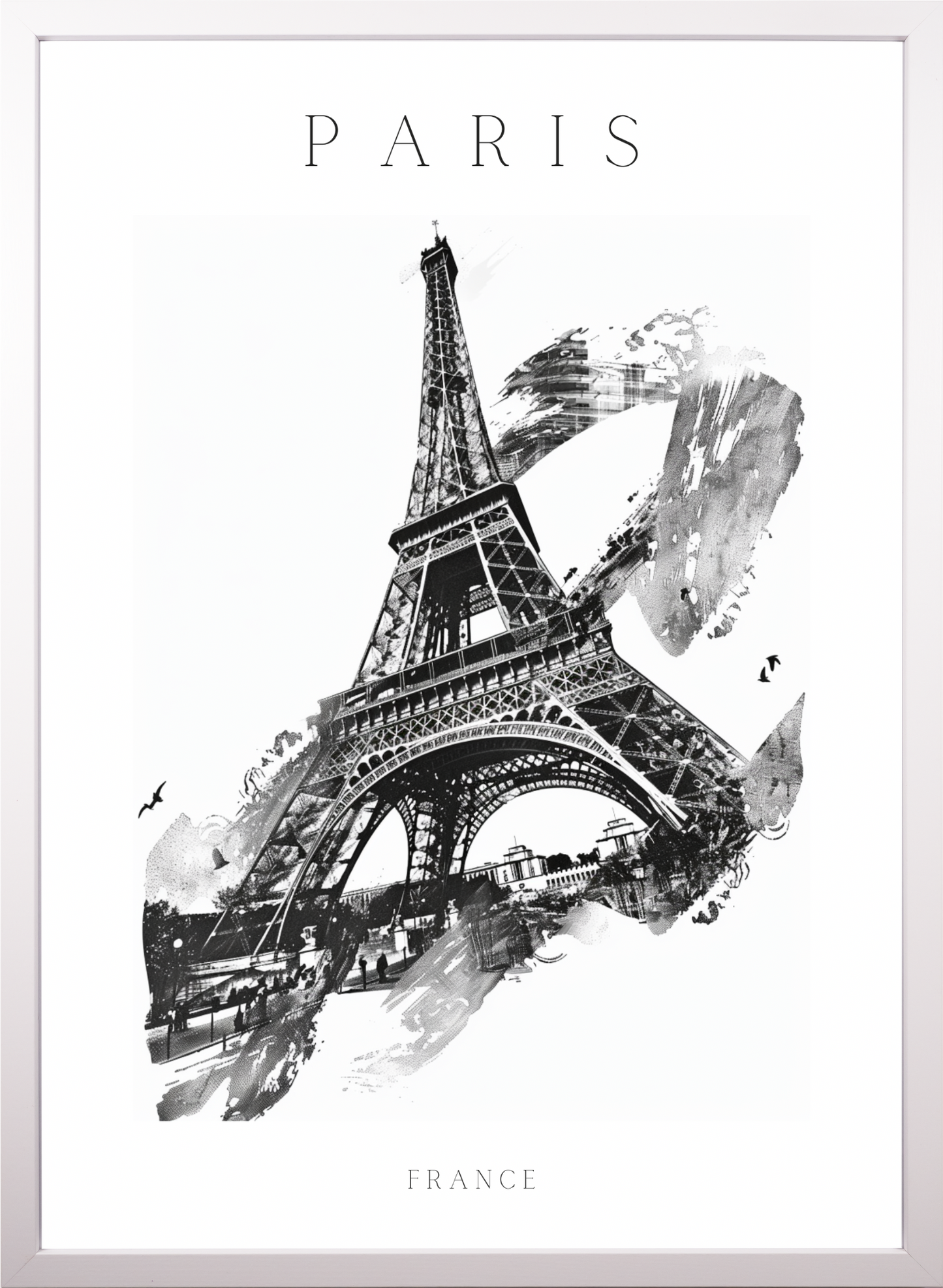 Poster - Paris - Eiffelturm - schwarz-weiß Stadtposter 008