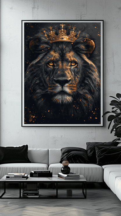 Premium Wandbild - Tiere | Kunstwerk Löwe mit Krone