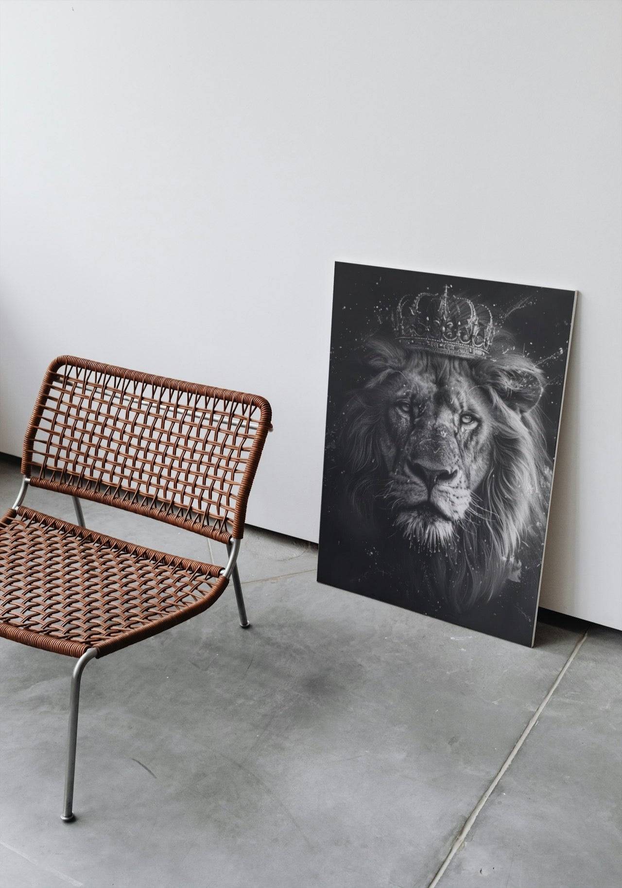 Premium Wandbild - Tiere | Kunstwerk schwarz-weiß Löwe mit Krone