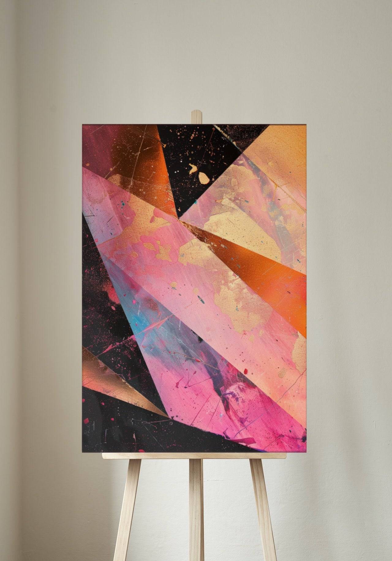 Premium Wandbild - Abstrakt | Kunstwerk Acryl in rosa, schwarz und gold