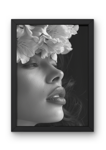 Hahnemühle Fine-Art Kunstdruck - 
SW Portrait - Woman with Flowers in Hair 001 - No Border