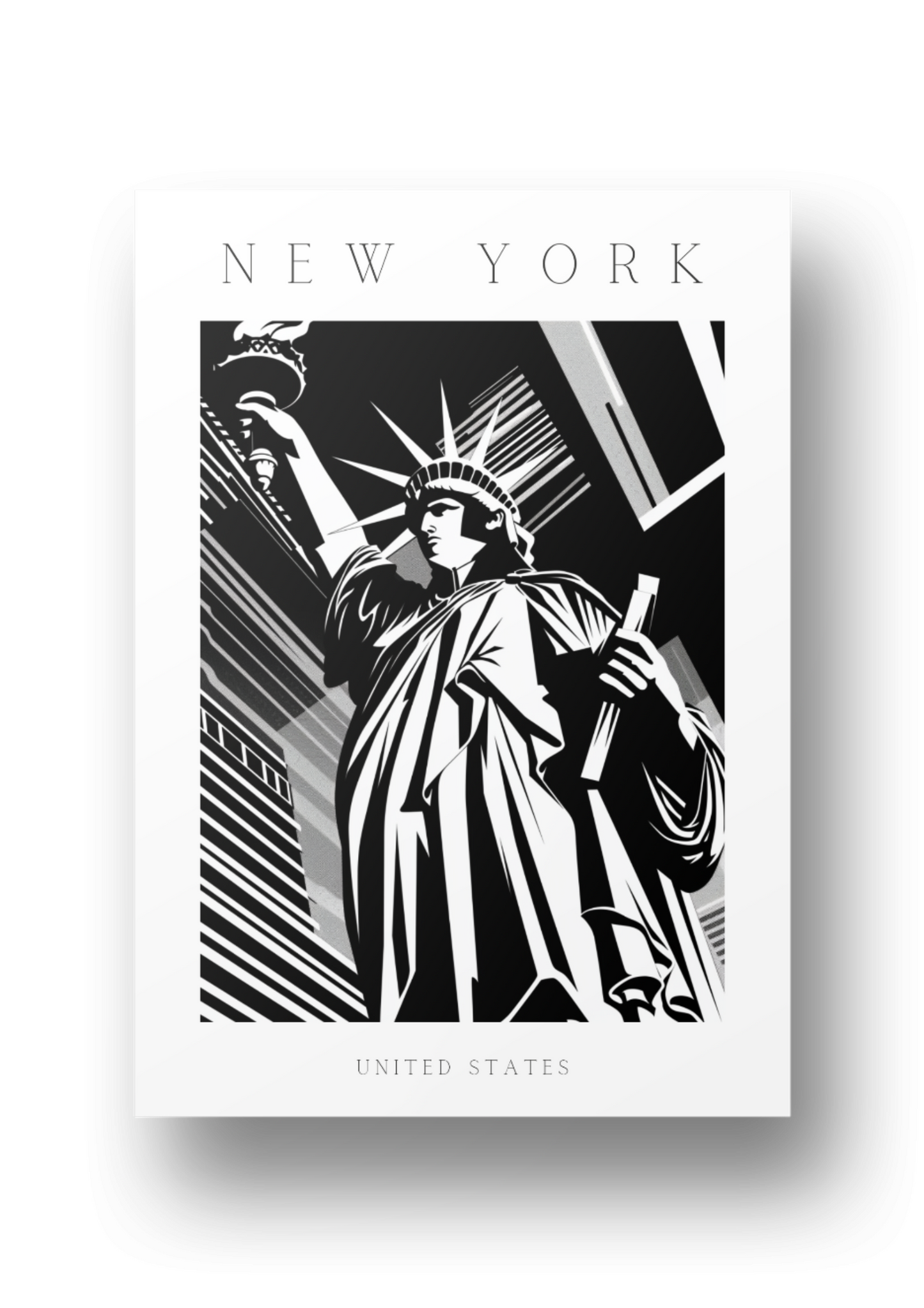 Poster - New York - Freiheitsstatue - schwarz-weiß Stadtposter 001