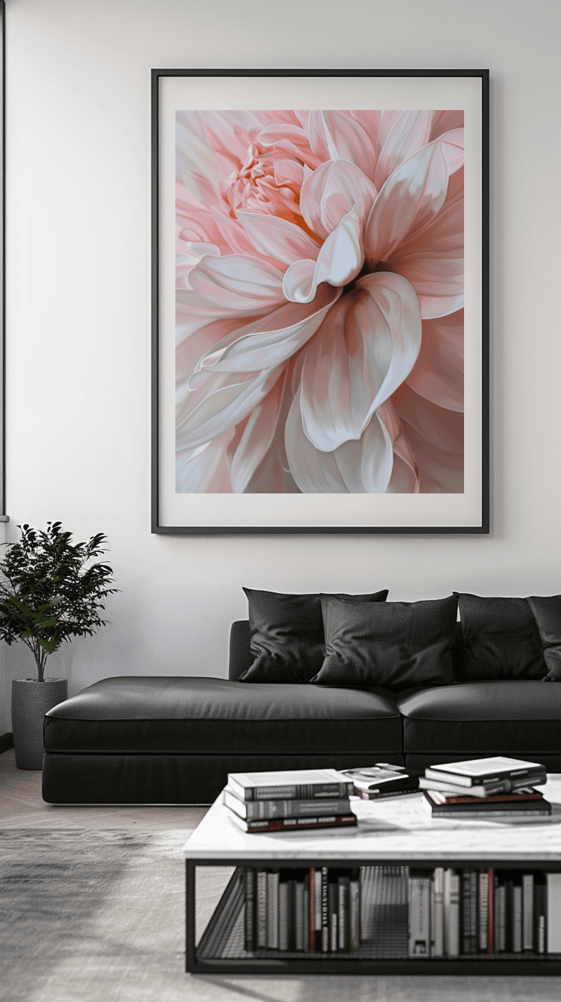 Wohnzimmer Wandbild - Natur | Kunstwerk Blüte in rosa