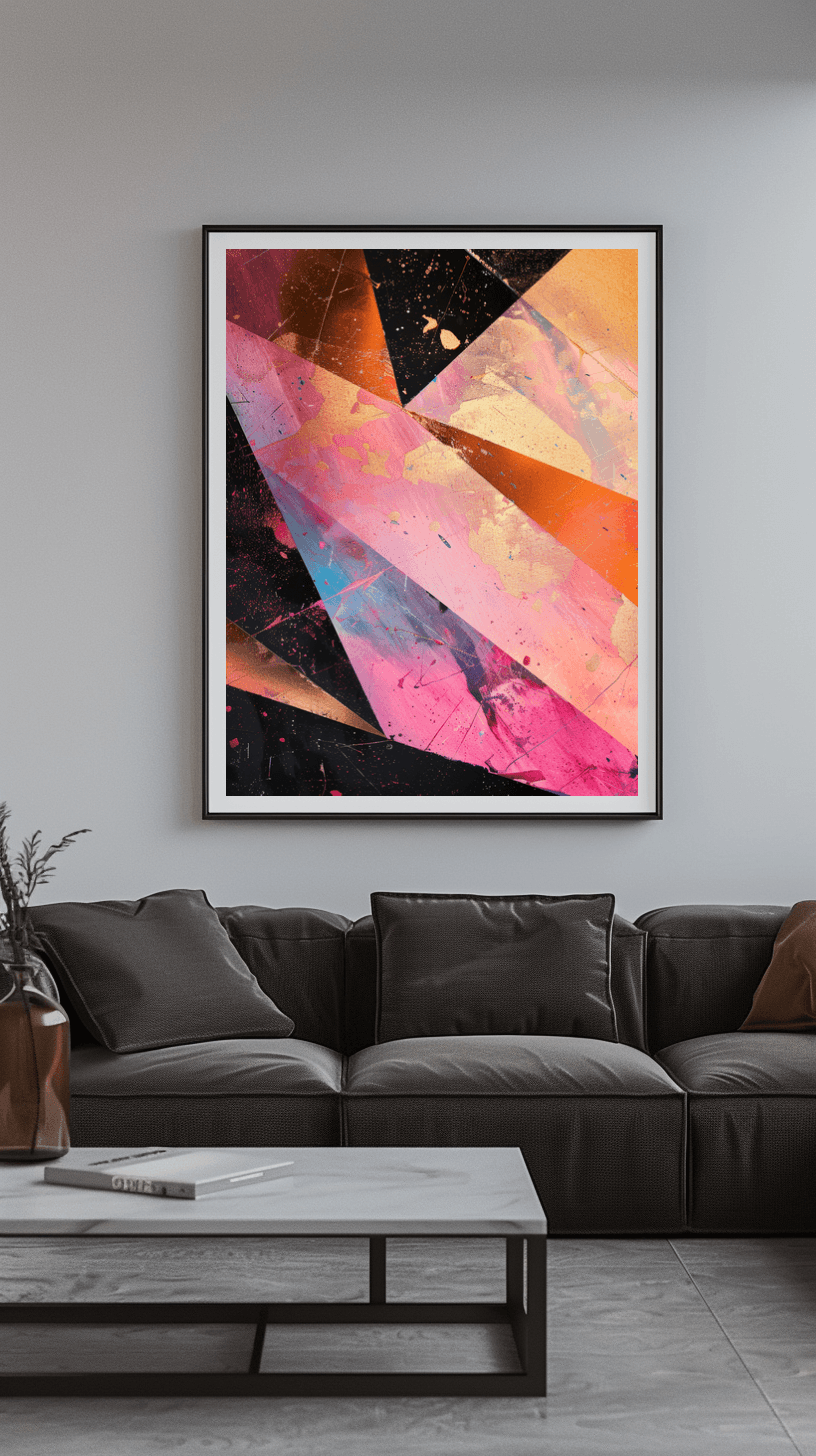 Premium Wandbild - Abstrakt | Kunstwerk Acryl in rosa, schwarz und gold