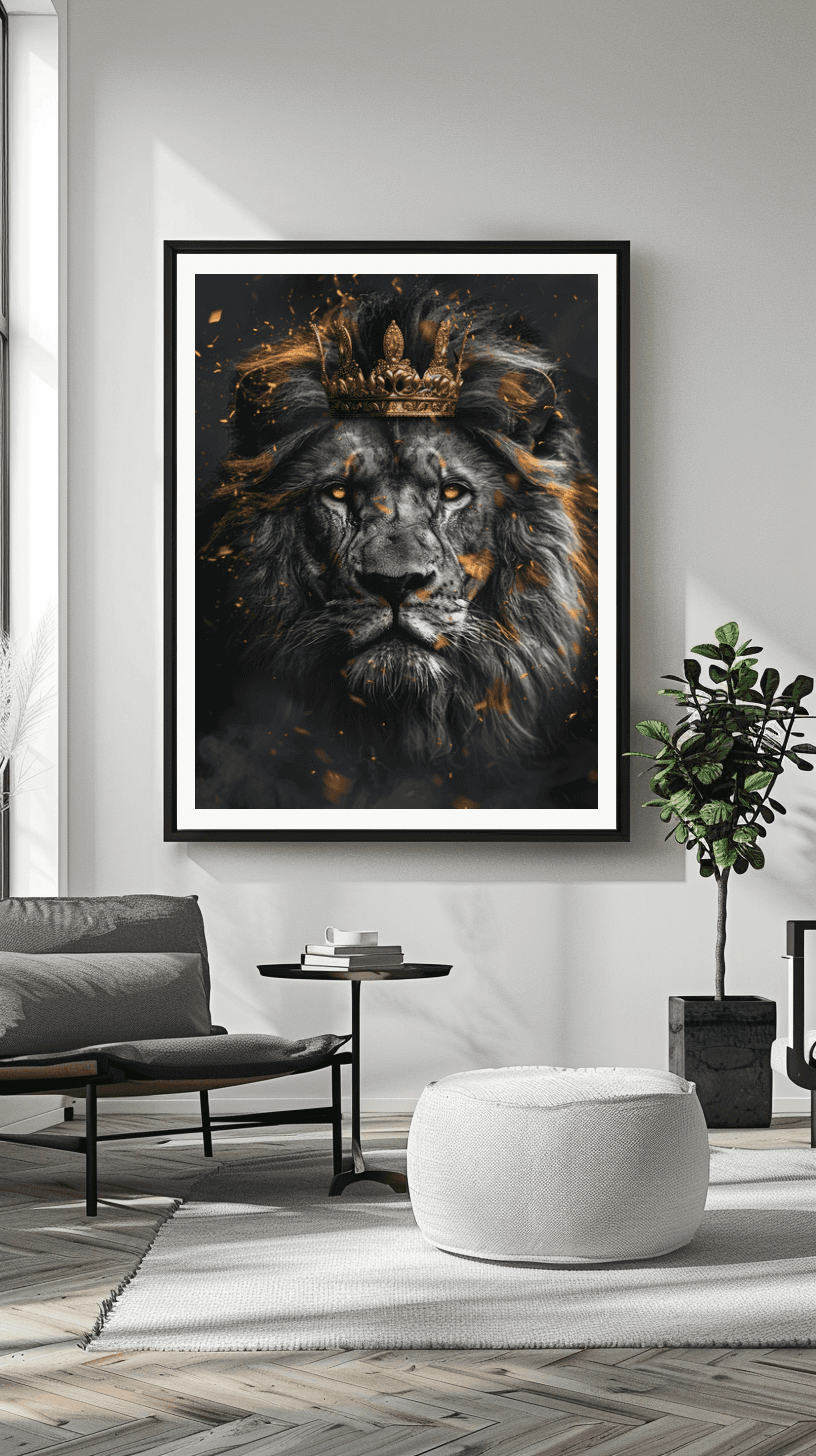 Premium Wandbild - Tiere | Kunstwerk Löwe mit Krone