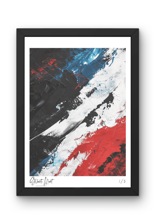 Kunstdruck - Abstraktes Bild in Blau, Schwarz, Rot und Weiß - Gilberto Morét