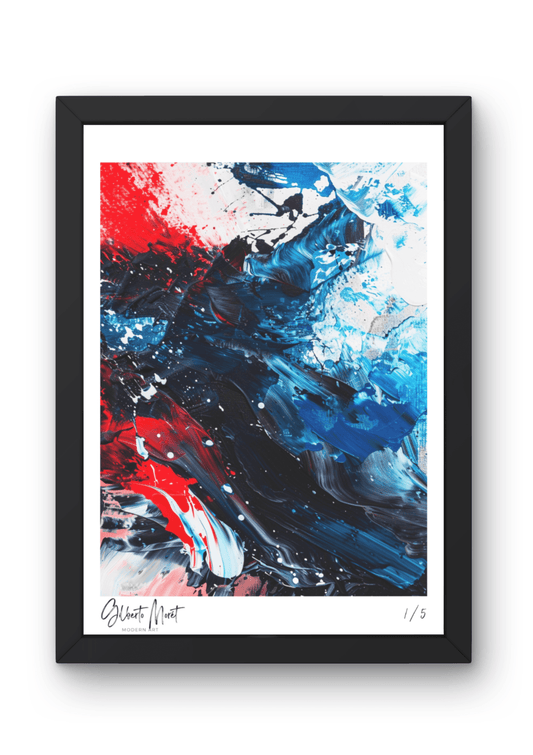 Kunstdruck - Abstraktes Bild in Blau, Schwarz, Rot und Weiß_III - Gilberto Morét