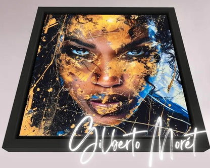 Premium Wandbild | abstract artwork of beautiful african woman with golden painting - Gilberto Morét