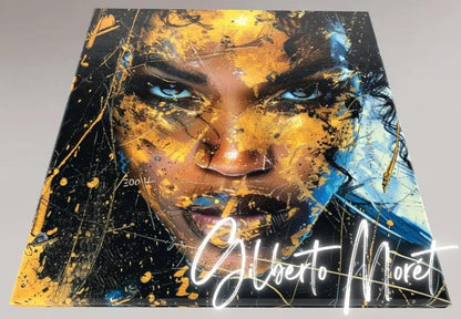 Premium Wandbild | abstract artwork of beautiful african woman with golden painting - Gilberto Morét