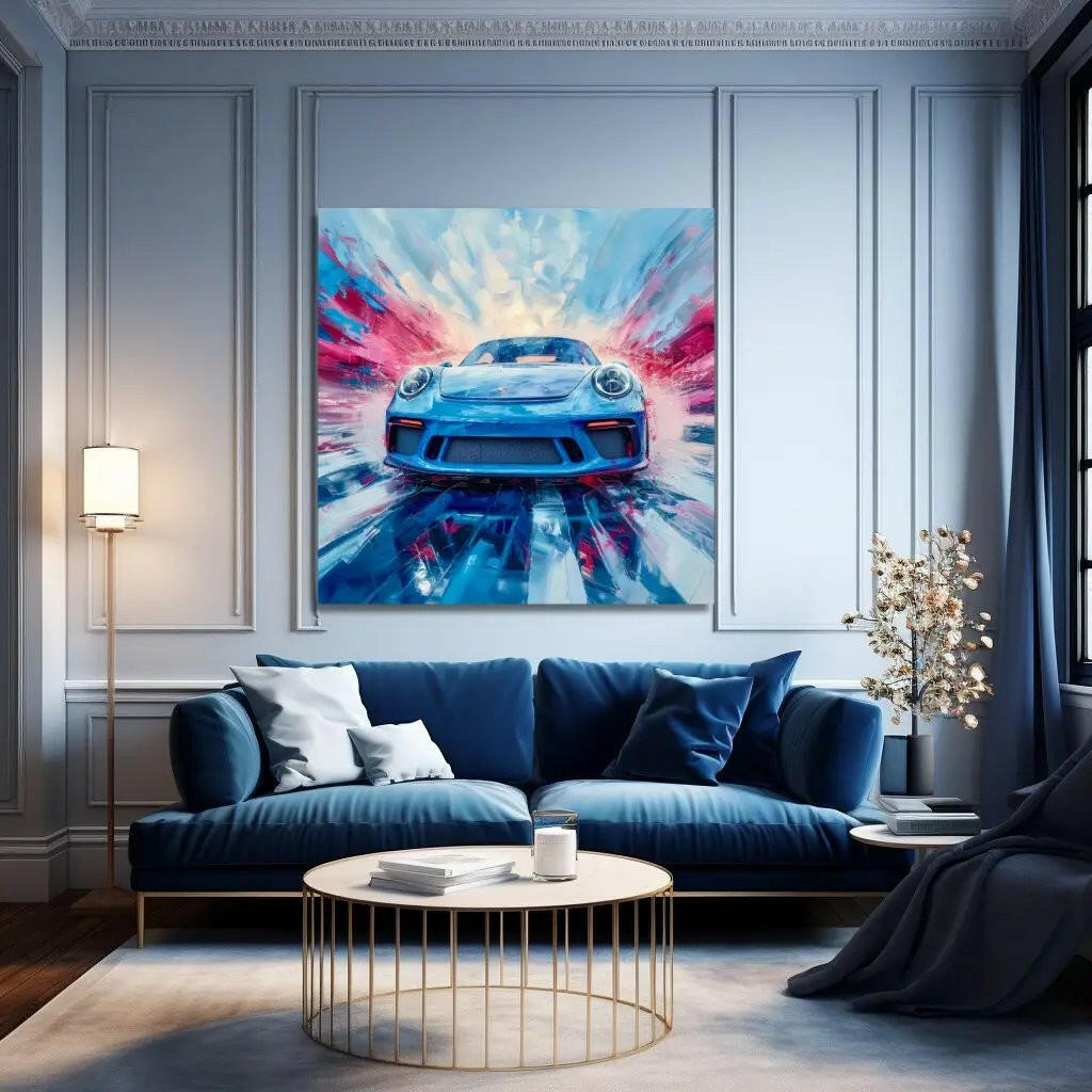 Premium Wandbild | abstract artwork of blue sportscar - Gilberto Morét