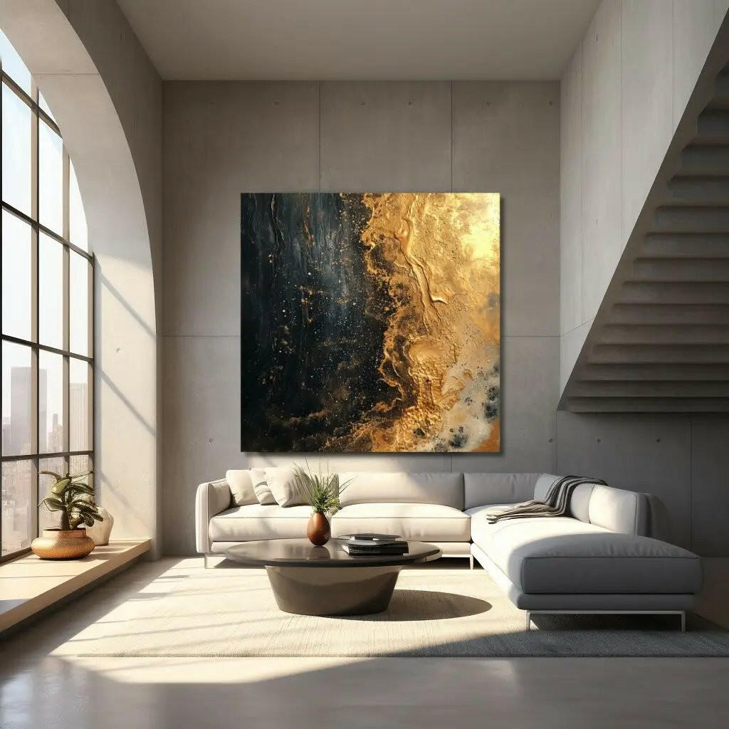 Premium Wandbild | abstract artwork with black and gold - Gilberto Morét