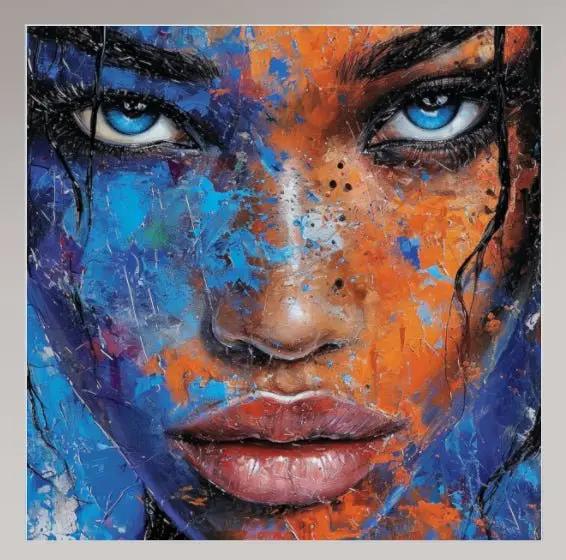 Premium Wandbild | portrait of blue painted woman - Gilberto Morét