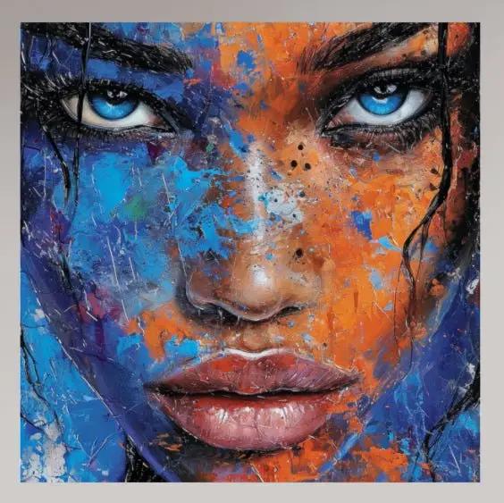 Premium Wandbild | portrait of blue painted woman - Gilberto Morét